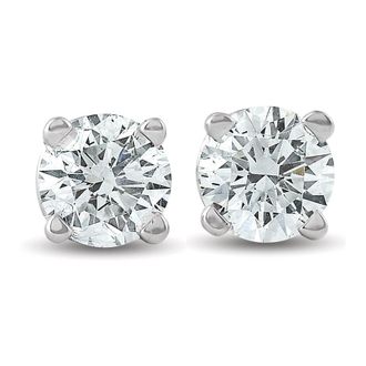 Pompeii3 1.25CT TW Round Cut Lab Grown Diamond Studs Screw Back 14K White Gold
