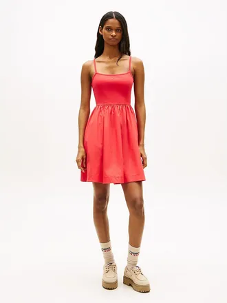 Tommy Hilfiger Womens Tommy Jeans Mixed-Media Mini Dress - Red - XL