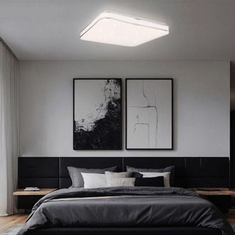 Globo Lighting Plafoniera led plafoniera soggiorno lampada metallo acrilico bianco cromato anello scintilla decoro, 1800 Lm 3000K bianco caldo 24 watt, l 33,5 cm