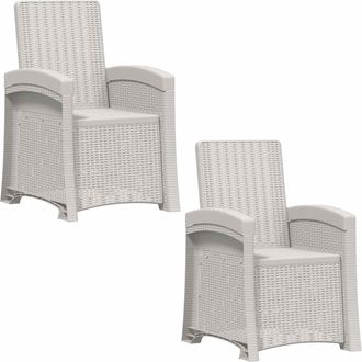 vidaXL Sill&oacute;n De Jard&iacute;n Reclinable Imitaci&oacute;n Rat&aacute;n 2 Uds. Blanco Pp Vidaxl