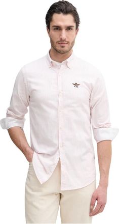 Aeronautica Button-down Shirt - Heren - Casual Overhemden - Roze - L - Katoen - Overhemden