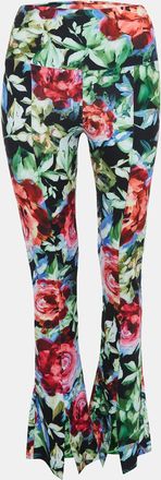Norma Kamali Multicolor Floral Printed Jersey Bell Bottom Pants