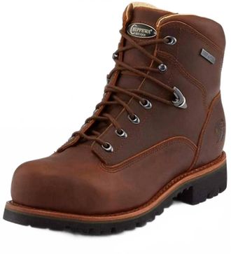 Chippewa Mens Leather Composite Safety Toe Lace-Up Work Boots In Brown