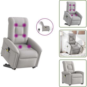 vidaXL Poltrona per anziani - vidaXL Poltrona Alzapersona Massaggi Elettrica Grigio Nuvola Tessuto - Massaggio senza riscaldamento