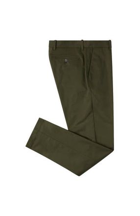 Robert Talbott Douglas Brushed Cotton Chino Pant in Khaki Green at Nordstrom, Size 34 X 32
