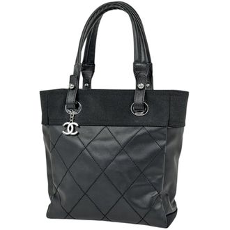 Chanel Black Coated Canvas Tote Bag (Pre-Owned)