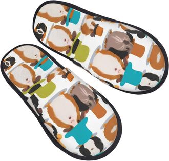 Generic Guinea Pig Illustration Men Women Slippers Slip On House Slippers Breathable House Shoes For Indoor Outdoor Bedroom M