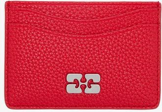 Ganni Goji Berry Bou Card Holder in Grained Red