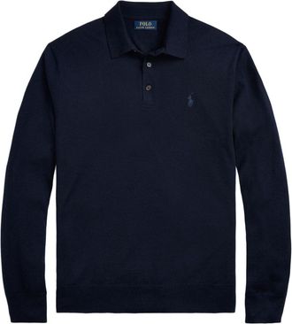 Polo Ralph Lauren long-sleeved wool polo shirt - men - Wool - S - Blue