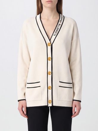 Elisabetta Franchi Cardigan in lana vergine con profili e logo a contrasto