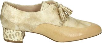 Pertini Beige Lage Hak Nubuck Schoenen - Dames - Veterschoenen - Beige - 39 EU - Leer - Schoenen