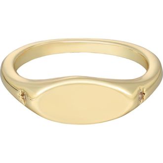 Adornia 14K Gold Plated Cubic Zirconia Marquise Signet Ring at Nordstrom Rack, Size 6
