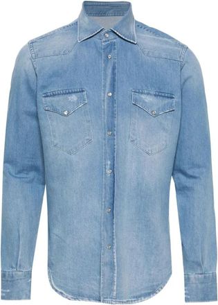 Sartorio Napoli Texas Katoenen Denim Shirt - Heren - Spijkeroverhemden - Blauw - L - Katoen - Overhemden