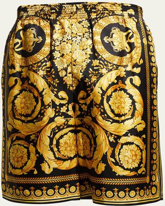 Versace Mens Silk Barocco Shorts