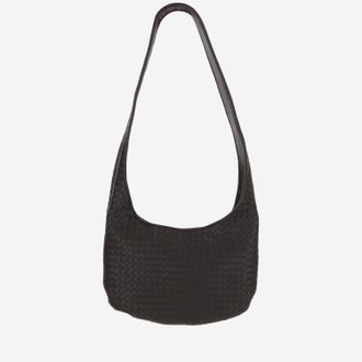 Bottega Veneta Mens Leather Crossbody Bag Dark Brown Shoulder
