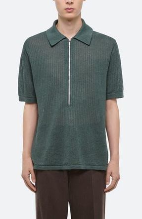 Helmut Lang Linen Zip Polo in Blue Green - 2Gi at Nordstrom Rack, Size X-Large