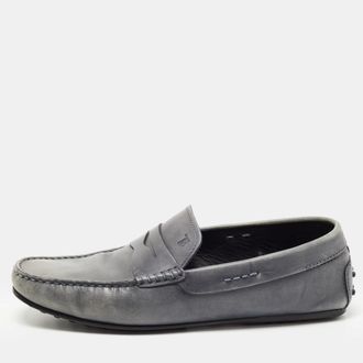 Tod's Tods Grey Leather Penny Loafers
