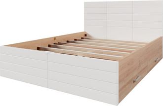 Urban Meuble Cama queen blanca escandinava con 2 cajones 160*200cm