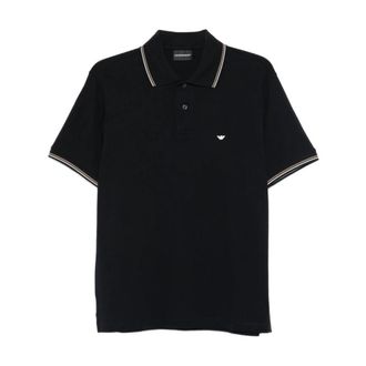 Emporio Armani Polo shirt met streepdetail - Heren - Polos - Blauw - 2XL - Katoen - Tops
