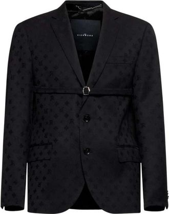 John Richmond Blazer met ton sur ton en ringdetail - Heren - Blazers - Zwart - S - Wol - Jassen