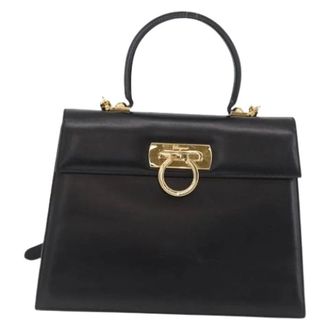 Ferragamo Pre-owned Handbags, female, Black, Size: ONE SIZE Pre-owned Leather Handbag