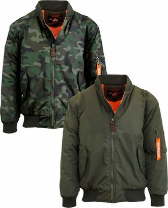 Spire by Galaxy Mens Heavyweight MA-1 Bomber Flight Jacket - 2 Pack