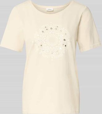 s.Oliver Red Label Regular Fit T-Shirt aus Baumwoll-Mix in Sand, Größe 34