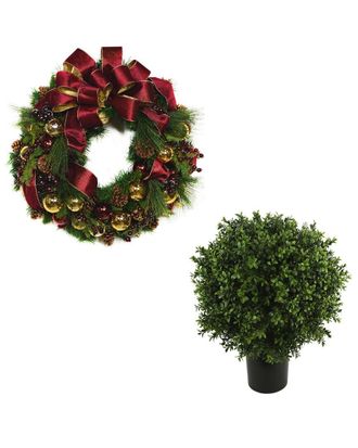 Creative Displays Inc. Classic Christmas Holiday Wreath & Uv Boxwood Drop-In