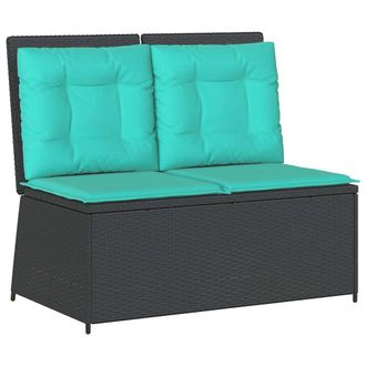 vidaXL Panchina Da Giardino Nero Polyrattan Vidaxl