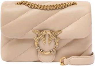 Pinko Puff Mini New Buckle - Dames - Schoudertassen - Beige - ONE Size - Katoen - Tassen