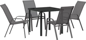 vidaXL Garden Dining Set 5 pcs Grey Textilene and steel Vidaxl