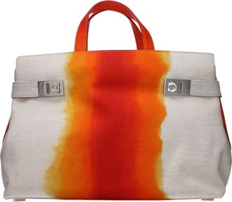 Ferragamo Gray Fabric Womens Handbag