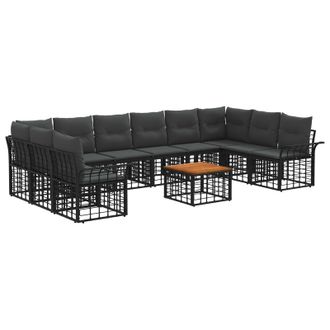 vidaXL Conjunto De Sof&aacute;s De Exterior 11 Pcs Negro Y Gris Oscuro Vidaxl