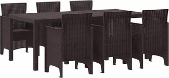 vidaXL Conjunto De Comedor De Jard&iacute;n 7 Pcs Marr&oacute;n Ratan Polt Vidaxl