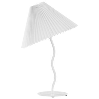 Beliani L&aacute;mpara De Mesa Moderna Minimalista Base De Metal Pantalla Plisada Sint&eacute;tica Blanco Alwero