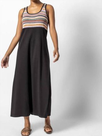 Lilla P Crochet Insert Maxi Dress In Black Multi