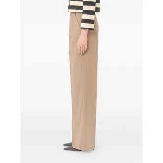 Valentino Virgin Wool Pinstripe Trousers - Beige