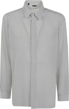 Tom Ford Overhemden, Heren, Veelkleurig, 4Xl, Diamond Print Fluid Fit Shirt