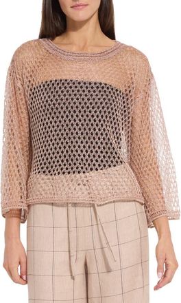 Lyss&eacute; Lettie Metallic Mesh Sweater in Sparkling Rose at Nordstrom, Size X-Large