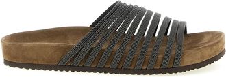 Brunello Cucinelli Su&egrave;de Slippers - Dames - Sandalen - Zwart - 37 EU - Su&egrave;de - Schoenen