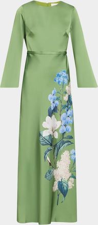 Sachin & Babi Alex Floral-Print Satin Crepe Gown
