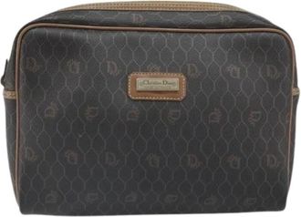 Dior Pre-owned Clutches, female, Brown, Size: ONE SIZE Pre-owned Vintage honeycomb zip pouch
