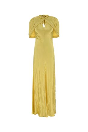 Alberta Ferretti Alberta Ferretti Yellow Satin Long Dress