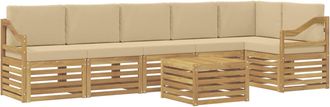 vidaXL Conjunto De Sof&aacute;s De Exterior 7 Uds. Y Beige Poli&eacute;ster Vidaxl