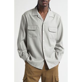 Second/Layer Church Wool Button-Up Shirt in Gray Speckle at Nordstrom, Size 38 Us