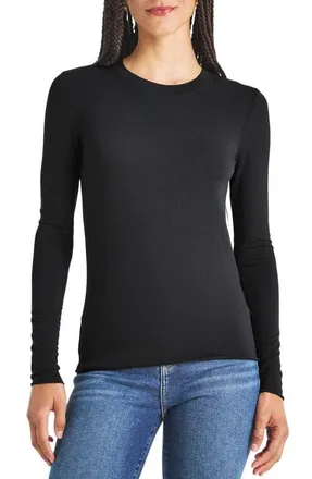 Splendid Bri Long Sleeve Knit Top in Black at Nordstrom, Size X-Small