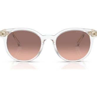 Michael Kors Pienza 53mm Gradient Round Sunglasses in Crystal /Pink Dark Brown at Nordstrom