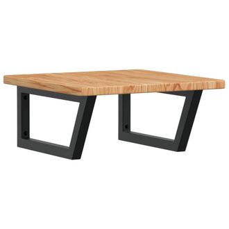 Berkfield Home Basin Shelf Wall Mounted Steel & Solid Wood Oak in Brown