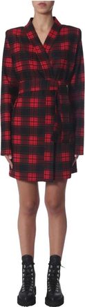 Unravel Plaid Spalline Korte Badjas - Dames - Wikkelkleedje - Rood - XS - Wol - Kleedjes