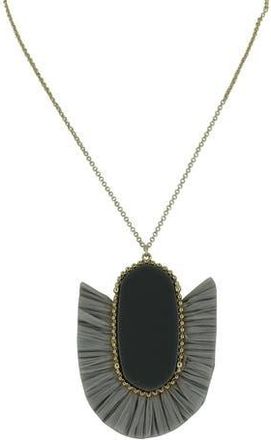 Olivia Welles Glenna Matte Stone & Fringe Pendant Necklace in Gray at Nordstrom Rack